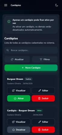 Cardápio digital com QR Code exibido no celular do cliente no restaurante